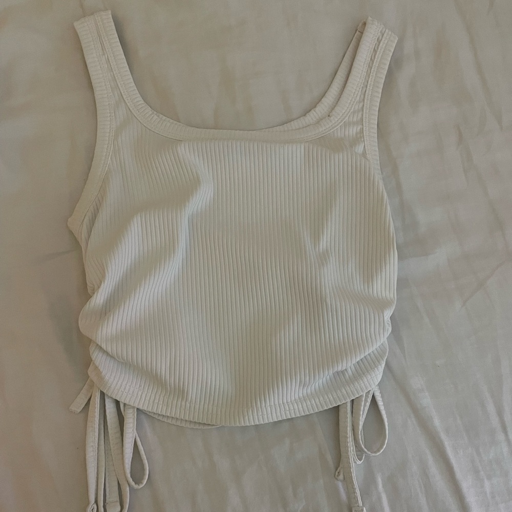 white adjustable crop top